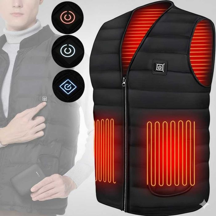 Жилетка с подогревом USB, Жилет с электроподогревом, Жилетка зимняя