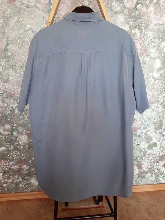 Рубашка мужская стальная с коротким рукавом классика летняя большая