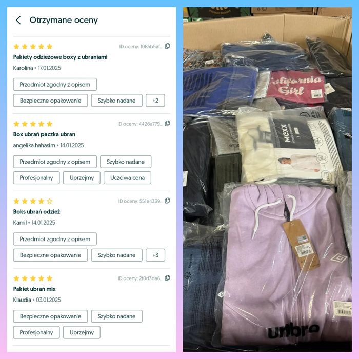 HIT Boxy Próbne odzież boxy z ubraniami sprzedam zwroty