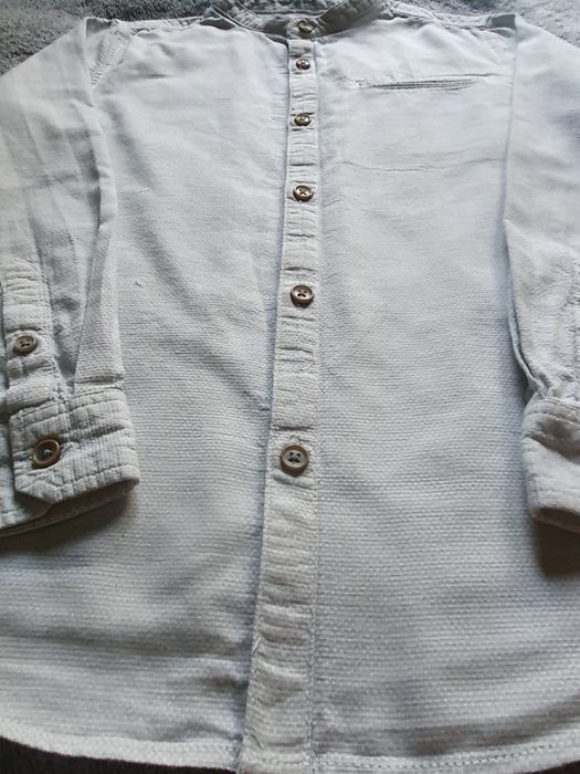 Koszula elegancka ze stójką bawełniana beżowa Zara Boys 116/122cm