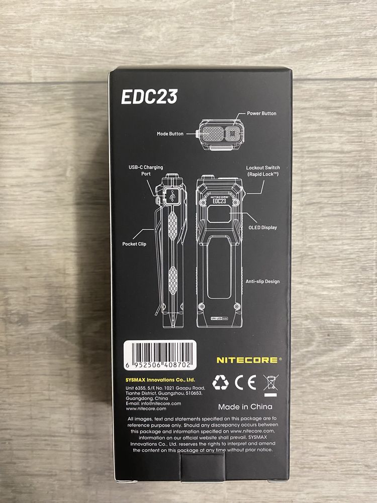 Потужний ручний ліхтар Nitecore EDC23 (USB-C) з акумулятором