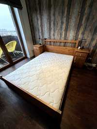 Łóżko ikea drewniane 140x200 + szafki nocne + materac