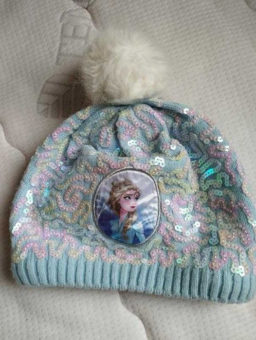 George тёплая шапка disney эльза двойная, на флисе пайетки с бубоном