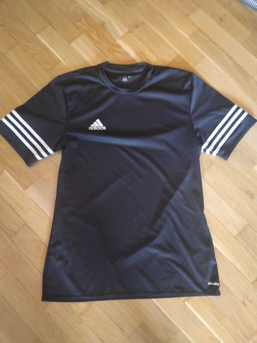 Damska czarna z paskami koszulka Adidas, oryginalna, Stan BDB