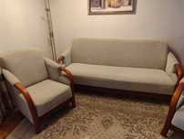 Sofa rozkładana plus dwa fotele