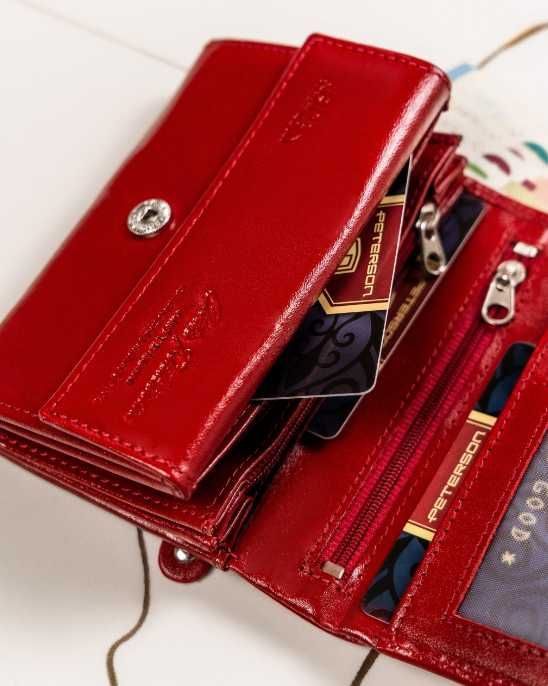 Peterson portfel skóra naturalna czerwony PTN SET-D-02-KCS RED ttst228