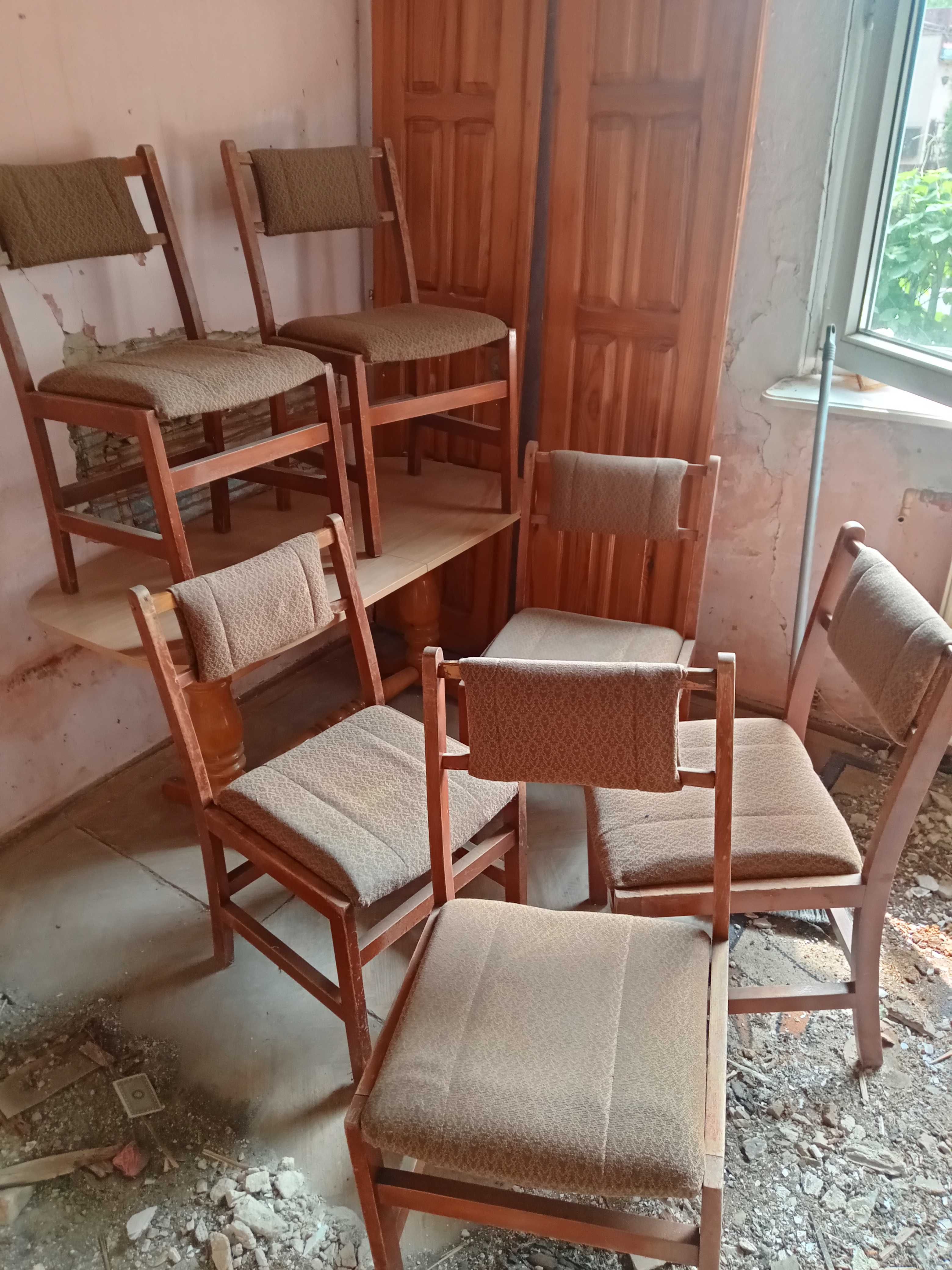 Krzesła, 6 sztuk , używane, stare, do odnowienia, PRL, cena za komplet