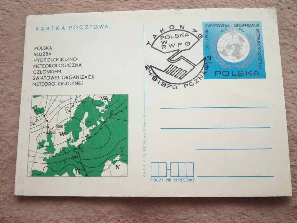 kartki 1973 takon RWPG targi Poznań stempel znaczek znaczki kartka