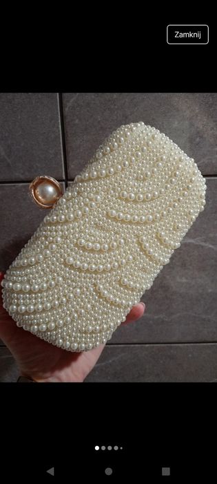Luksusowa złota kopertówka z perełek