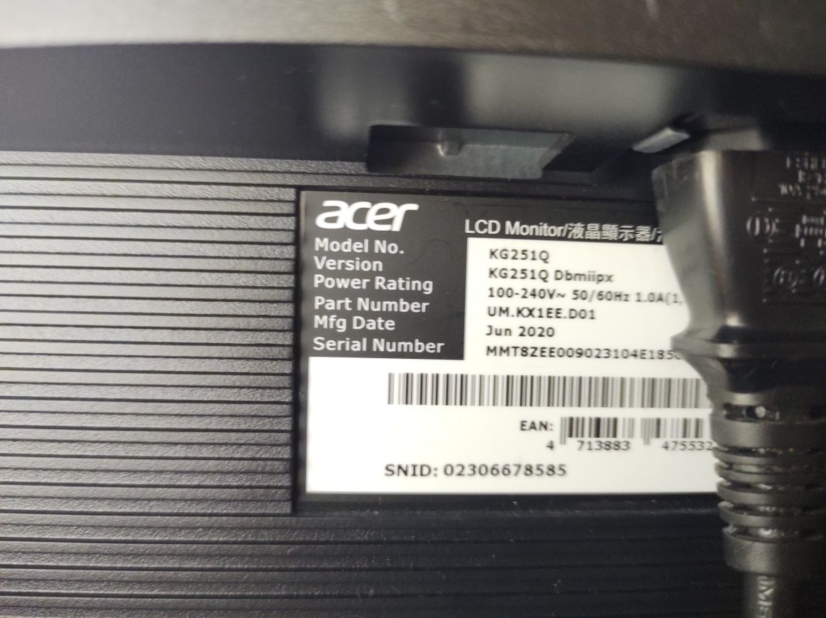 Monitor Acer 240hz KG251Q [uszkodzony]