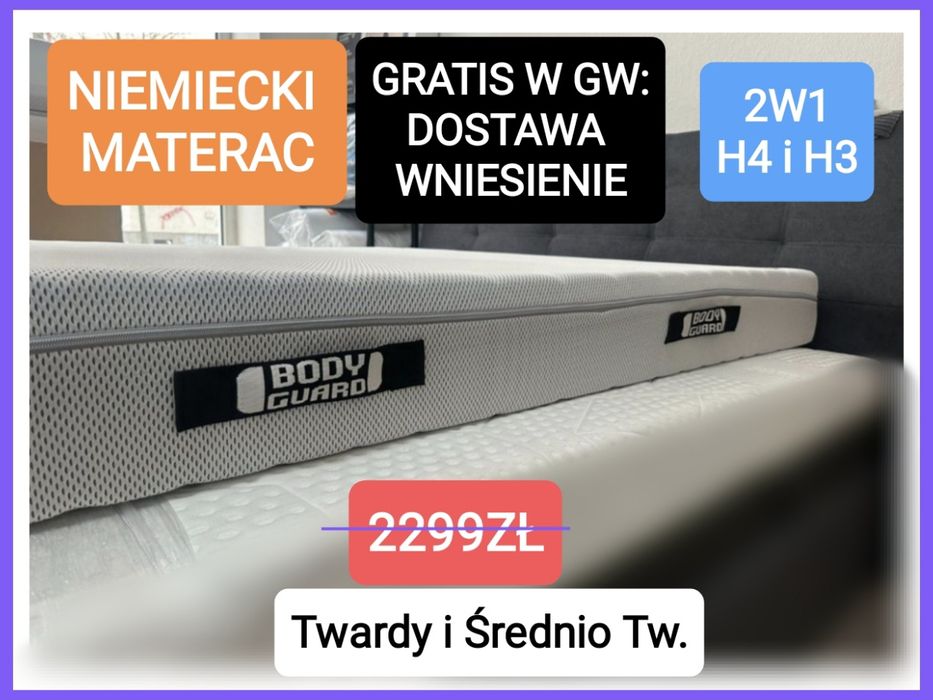 NIEMIECKI 180x200 lub 160x200 140x200 Bett1 BodyGuard Materac DOSTAWA
