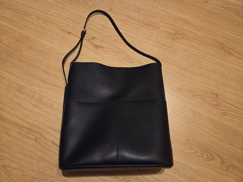 Gino Rossi torebka skórzana skóra shopper bag czarna duża zara cos row