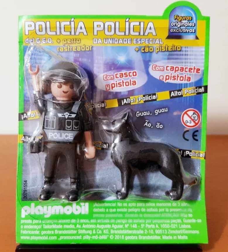 Playmobil - Policia Unidade Especial Cão pisteiro Capacete e Pistola.