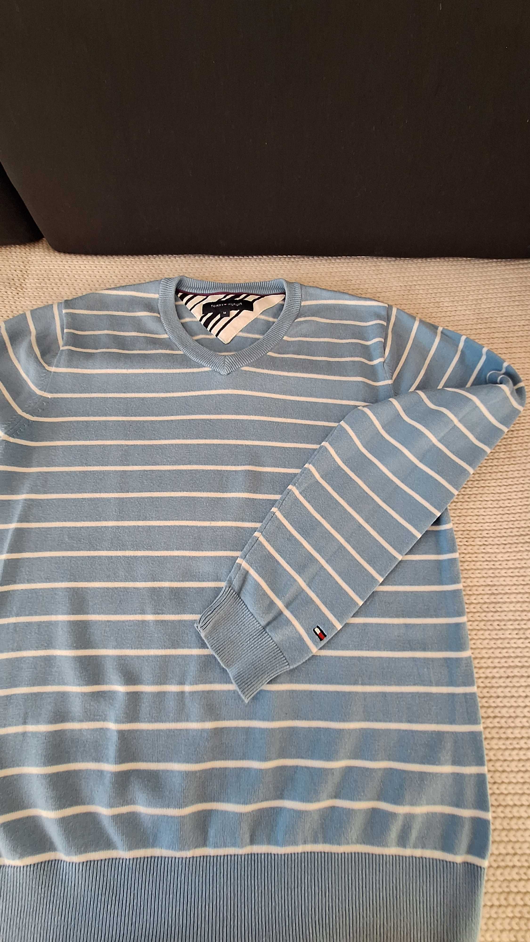 Swetr męski Tommy Hilfiger r. M/L serek niebieski