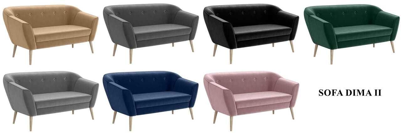 Sofa w stylu skandynawskim na drewnianych nóżkach do salonu DIMA
