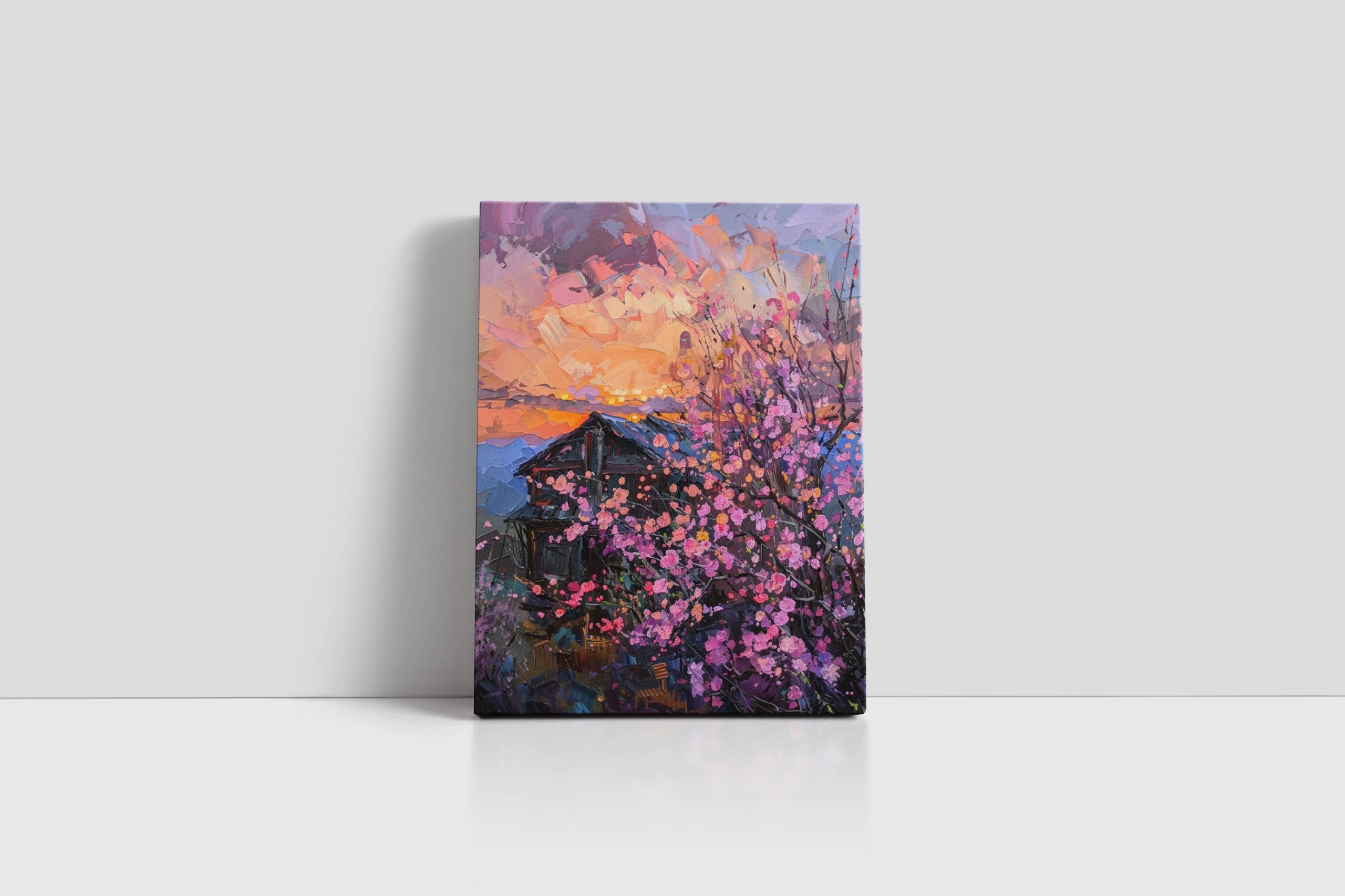 Obraz na płótnie "Zachód Słońca nad Kwiatami", 30x40 cm