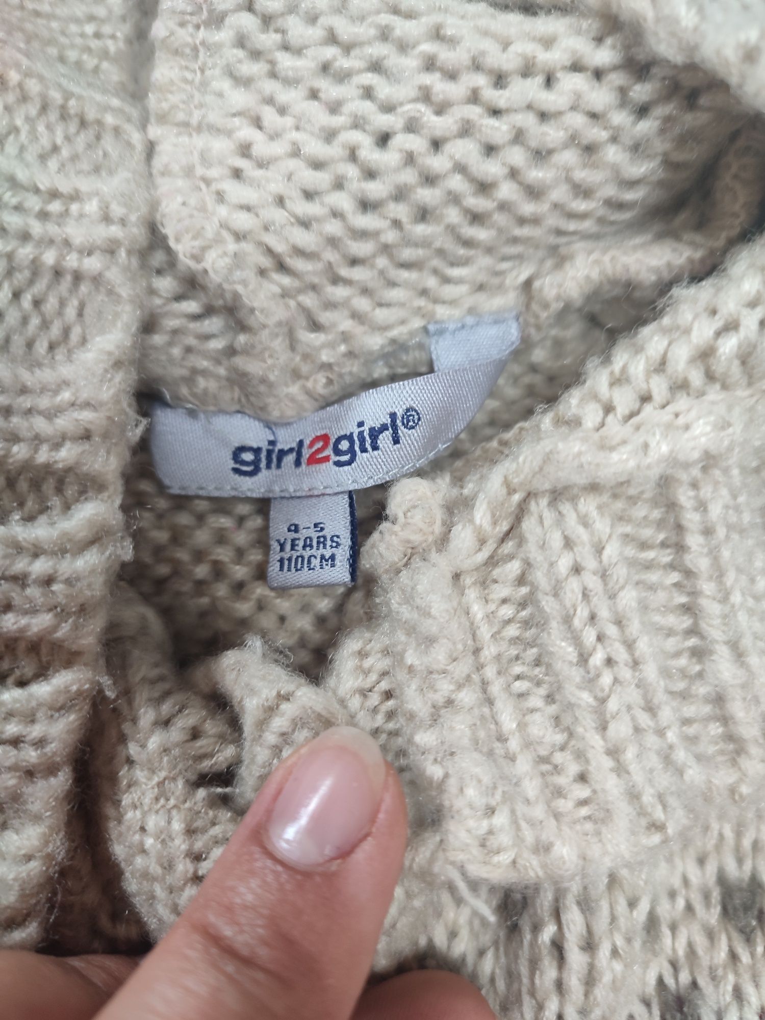 Girl2Girl 104 110 sweter dziewczęcy z kapturem zapinany 4 5 lat wzór