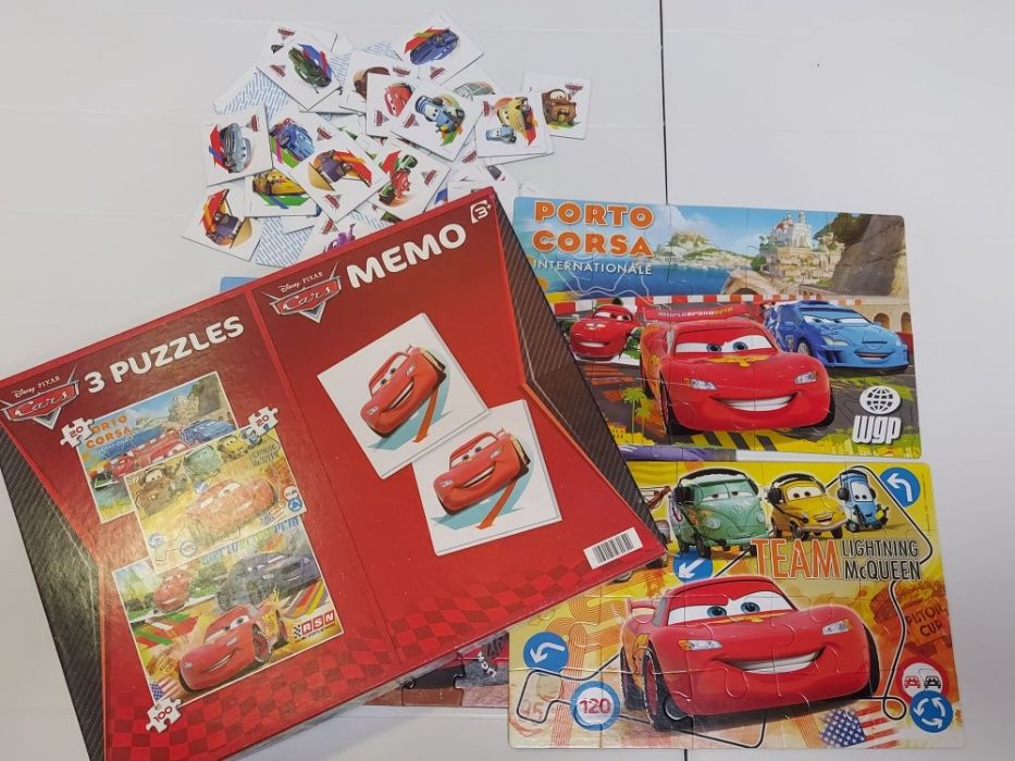 Pack de 3 Puzzles Cars Faísca McQUENN e Jogo da Memória, Disney