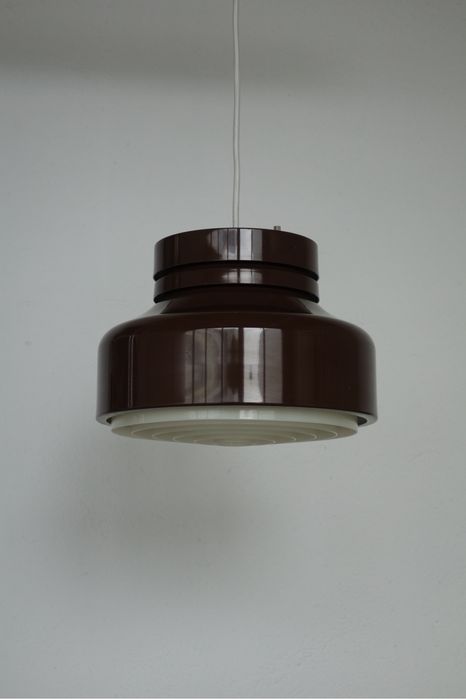 Lampa wisząca vintage brązowa retro prl Dania