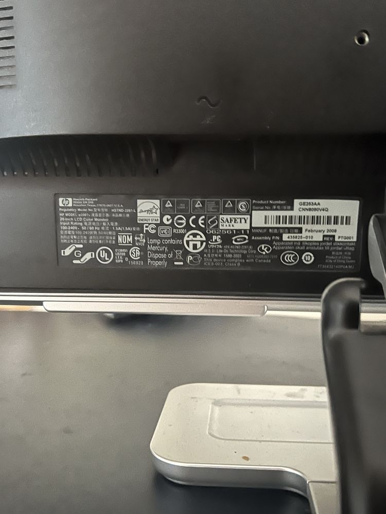 Monitor HP w2007v 20 polegas 60hz