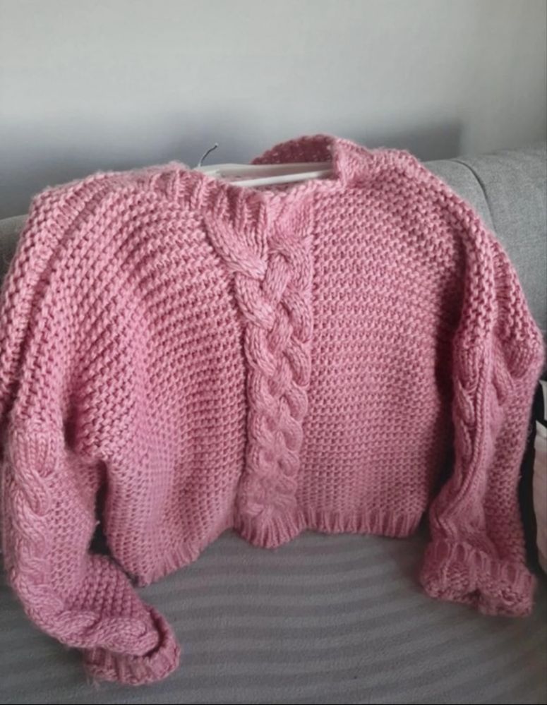 Gruby damski sweter pleciony Dolce Diva Zara warkocz UNI chaos
