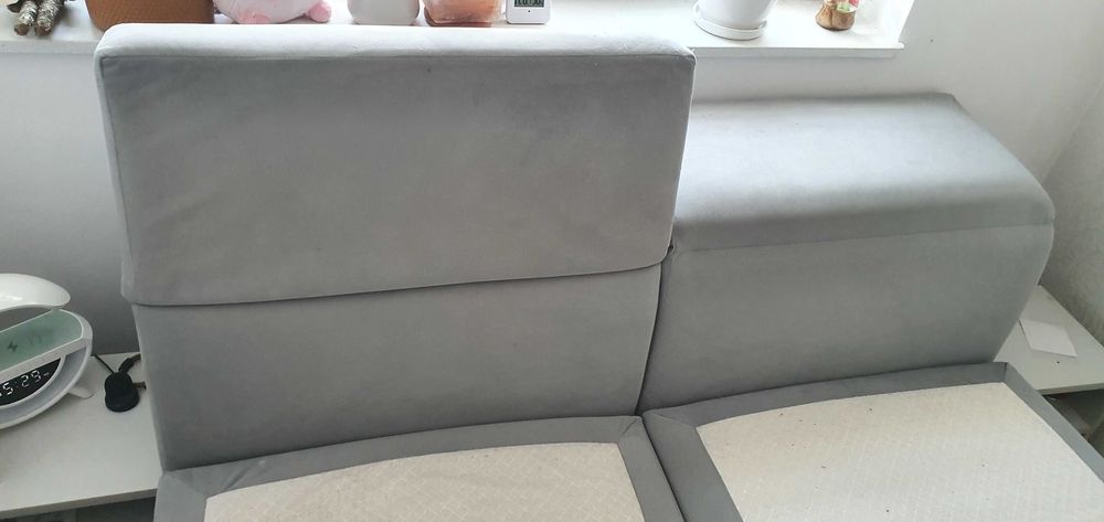 Duże łóżko tapicerowane z regulowanym zagłówkiem 140x200 , pojemnik