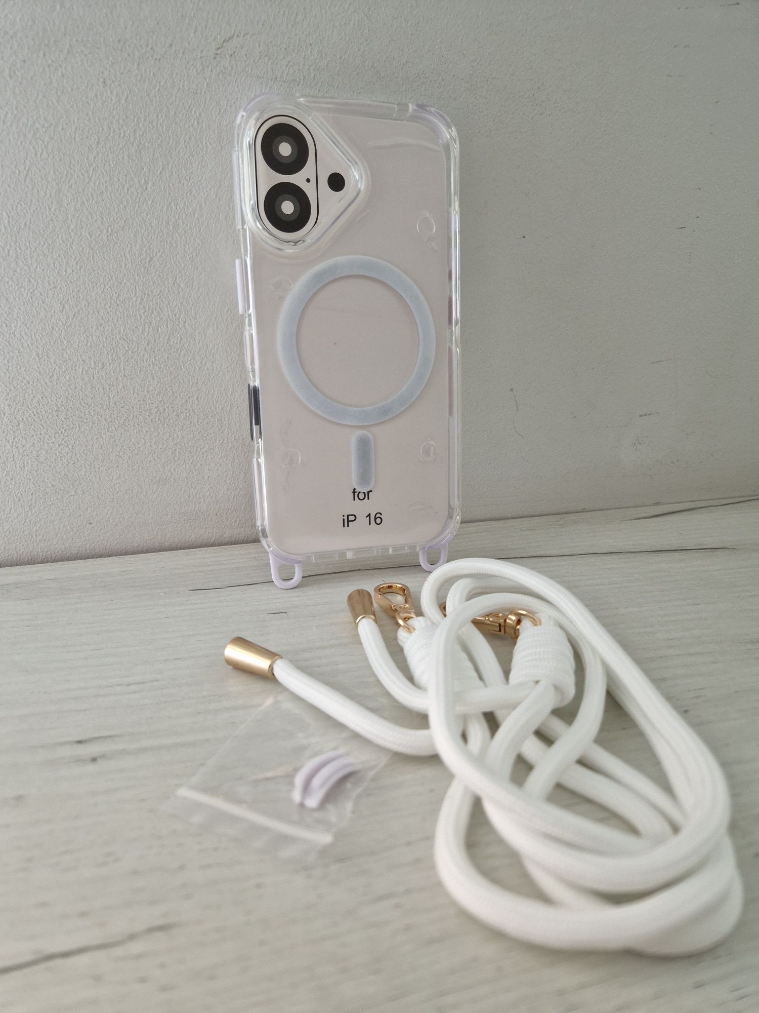 Tel Protect Strap Clear Case do Iphone 16 biały