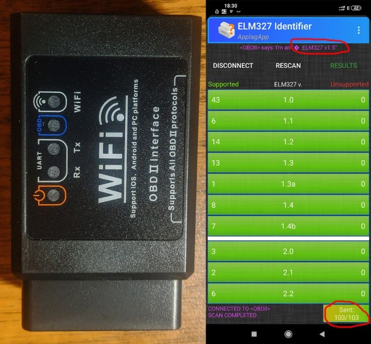 OBD-II сканер адаптер JFIND Bluetooth 4.0 W-Fi V1.5 V2.2 iOS ELM327