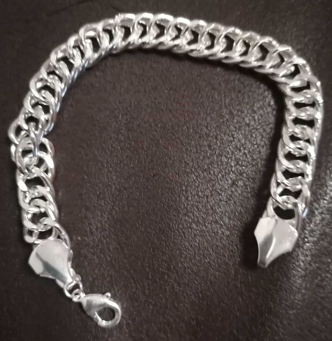 Pulseira masculino 7 mm banho prata de lei 925 (250)