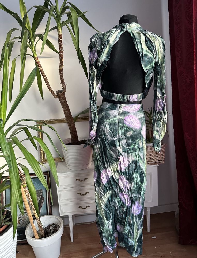 Sukienka drapowana midi kwiaty spódnica Top L 40 asos luxe  wiskoza