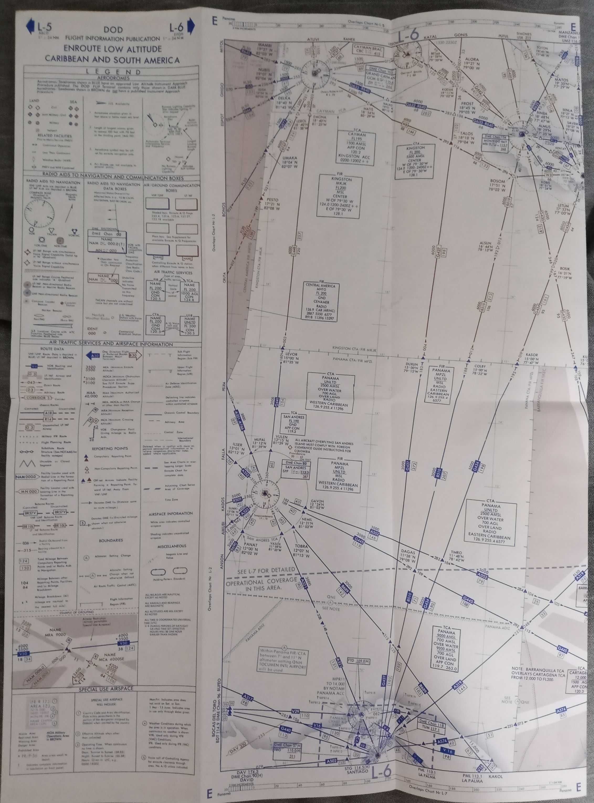 Mapa nawigacyjna, lotnicza - Karaiby, 1991 - kolekcjonerska