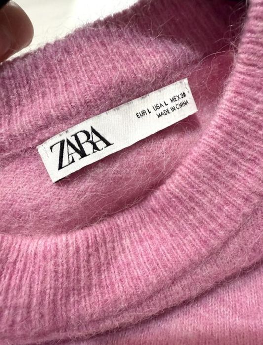 Жіночий теплий светр Zara з альпаки та вовни рожевий L