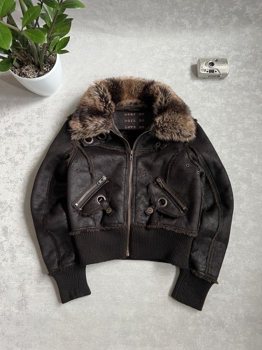 Y2k Avant Garde Fur jacket / Зимовий бомбер Хутро Вінтаж