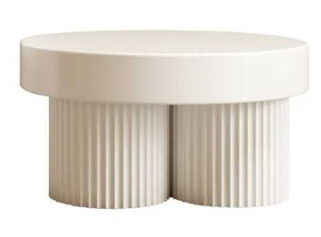 zz621 Okrągły stolik kawowy Salerno 70 cm, bialy, ryflowany