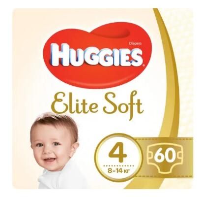 Підгузки Huggies Elite Soft, розмір 4 (8-16 кг), 60 шт