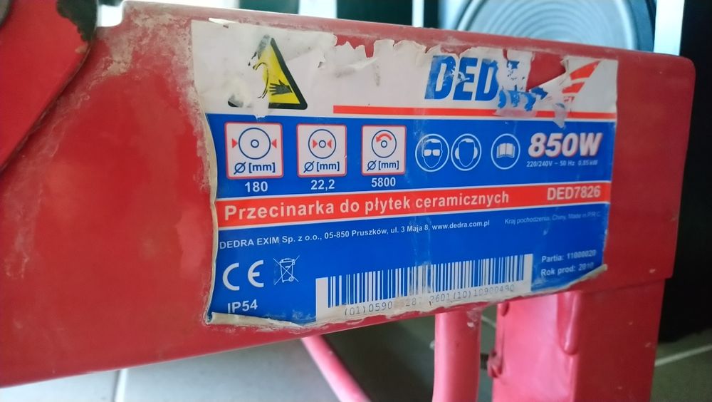 Przecinarka do glazury płytek, piła na mokro. 850mm