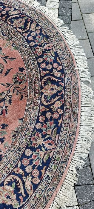 Dywan perski w stylu Nain okrągły średnica 206 cm tkany ręcznie wełna