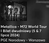 Metallica dwa bilety na dwa koncerty w dniach 5 i 7 lipiec w Warszawie