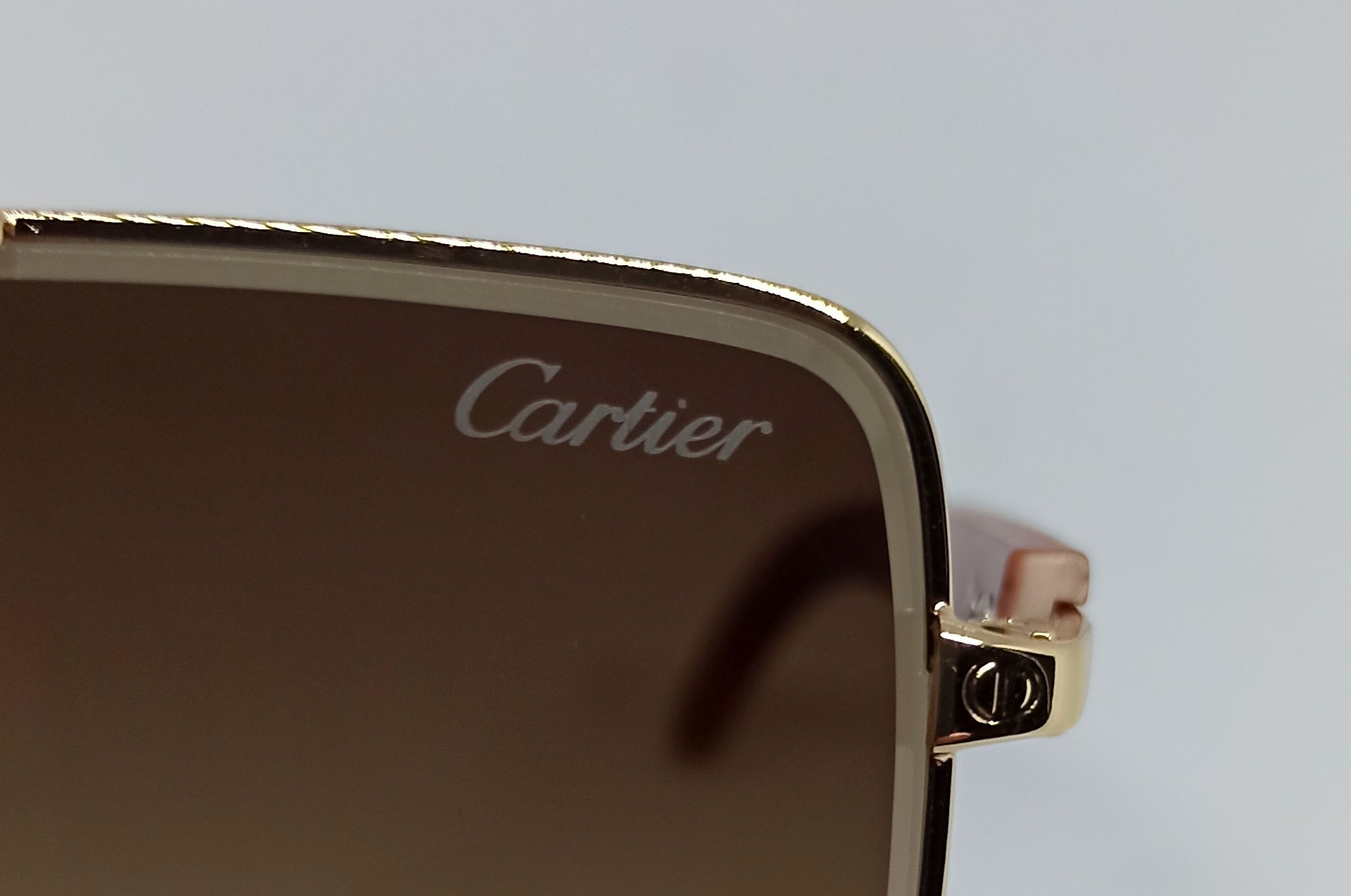 Cartier классические мужские очки коричневый градиент в золотом металл