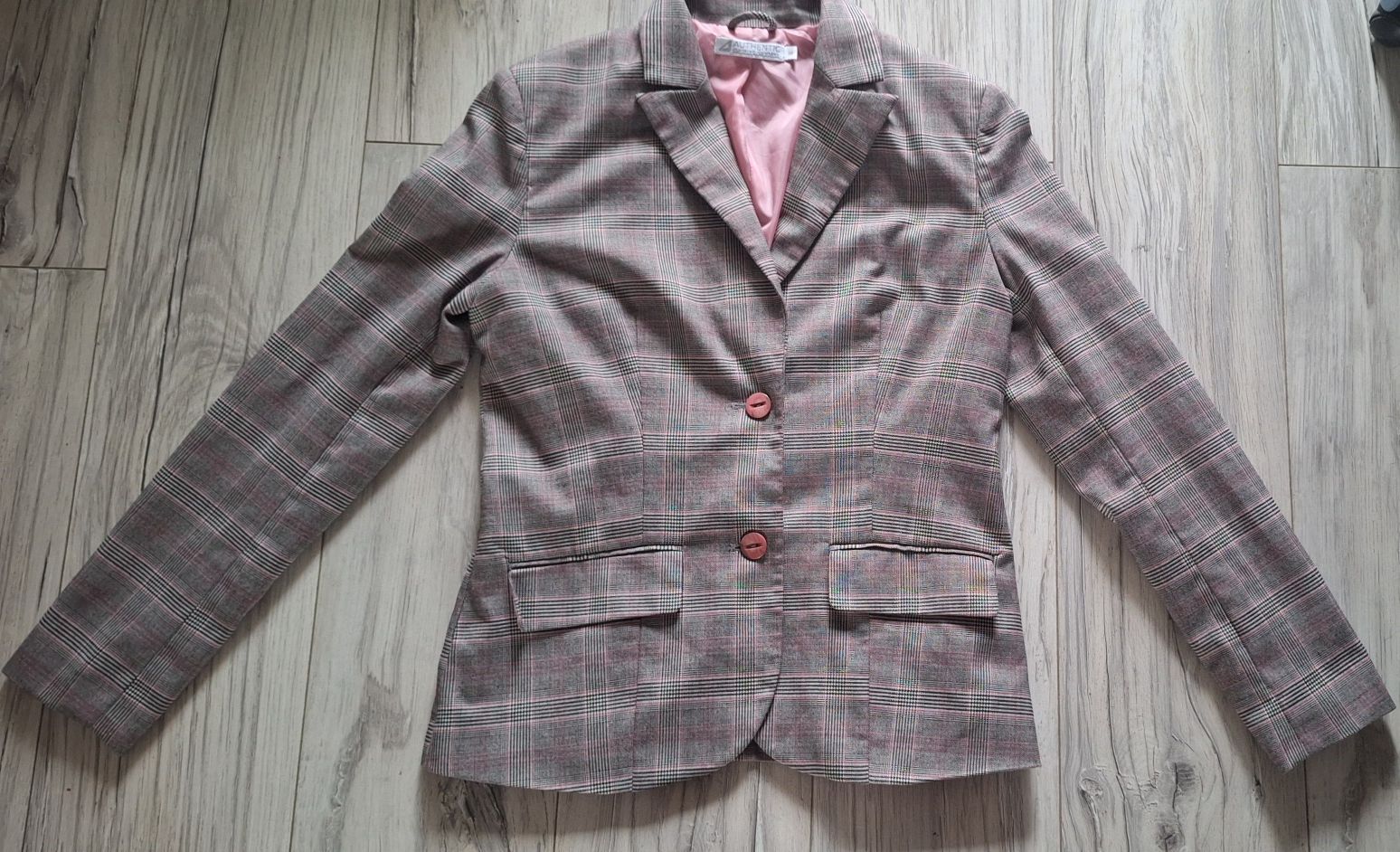 Żakiet szary w kratkę Authentic marynarka rozm.38