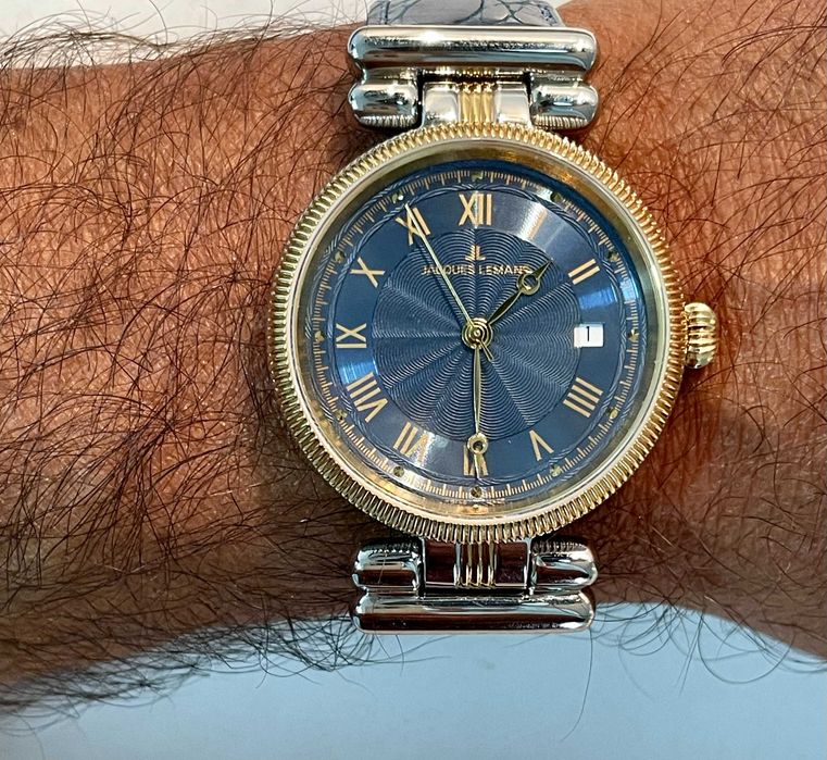 Jacques Lemans relogio automático suiço plaque ouro
