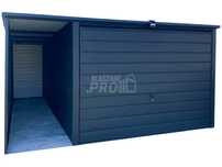 Garaż blaszany 3x4m - wiata 1m - Brama uchylna GP579