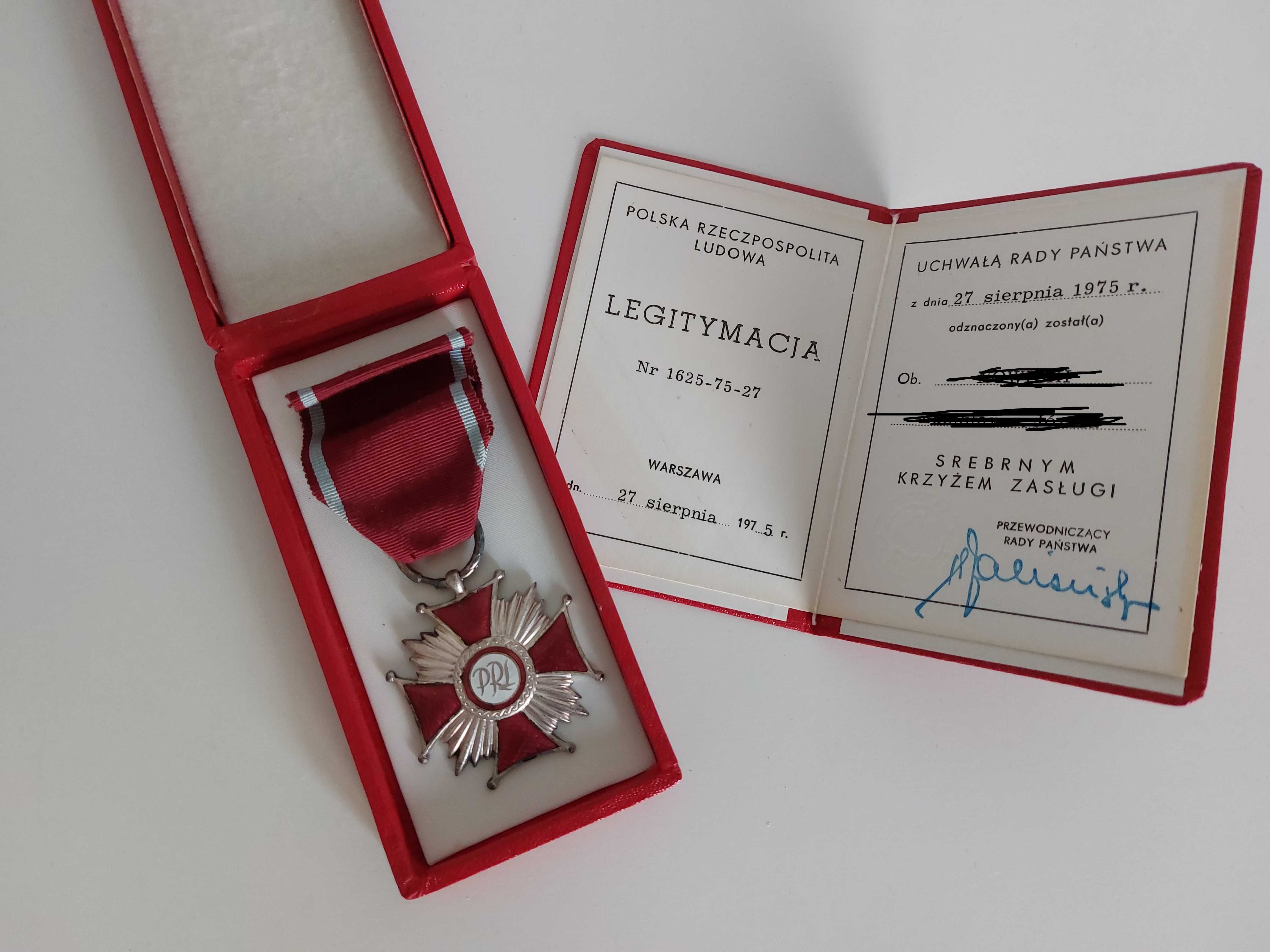 Srebrny Krzyż Zasługi PRL, odznaka i legitymacja