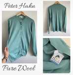 100% Wool Peter Hahn sweter rozpinany turkus wełna Woolmark