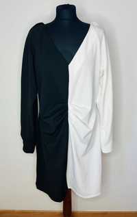 Czarno biała sukienka elegancka z długim rękawem Body Flirt 48/50