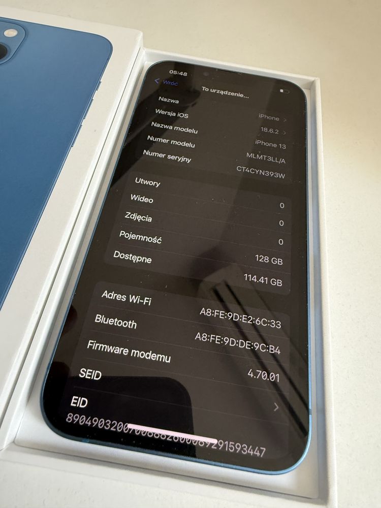 iPhone 13 128gb Blue Idealny Bateria 100%