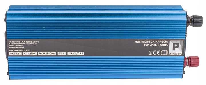 Przetwornica NAPIĘCIA Samochodowa 12V 230V 1800W PM-PN-1800S