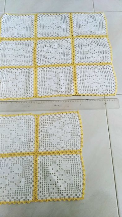 Naperons de varias cores; branco, azul, amarelo ou Almofada coração