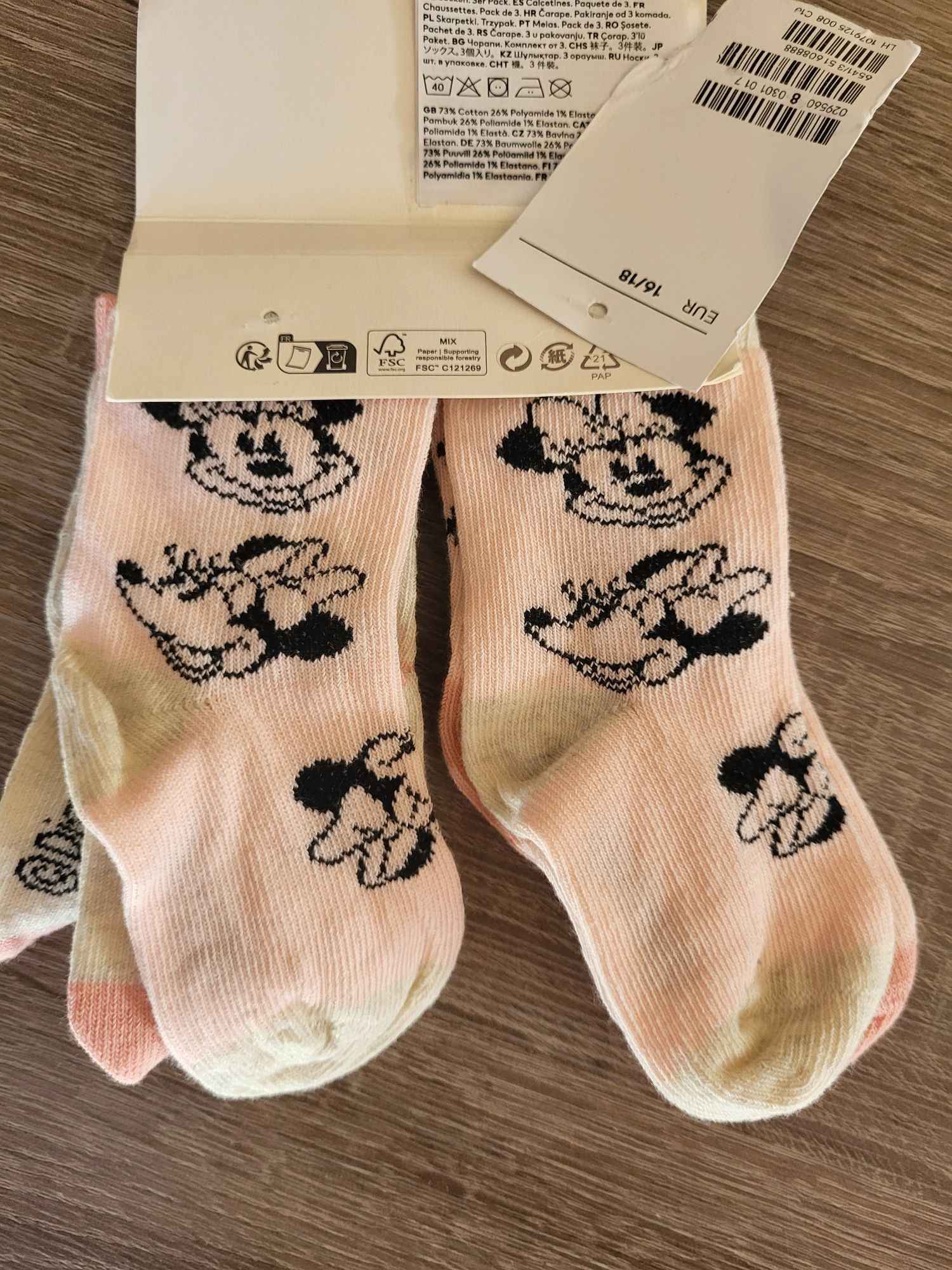 Skarpety niemowlęce h&m 16/18 3pak nowe myszka minnie