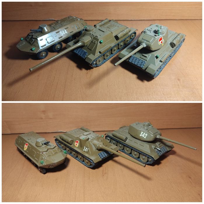 СССР Танки металлические коллекционные Т34-85 СУ-100 БТР-344